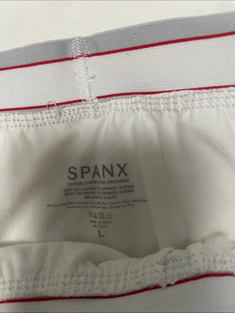 SPANX White Men's Undershirt and Boxer Brief Set with Striped Waistband